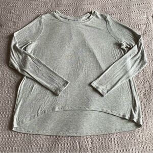 Athleta With Ease Ribbed Long Sleeve Shirt Heather Gray XS CYA Lounge Workout